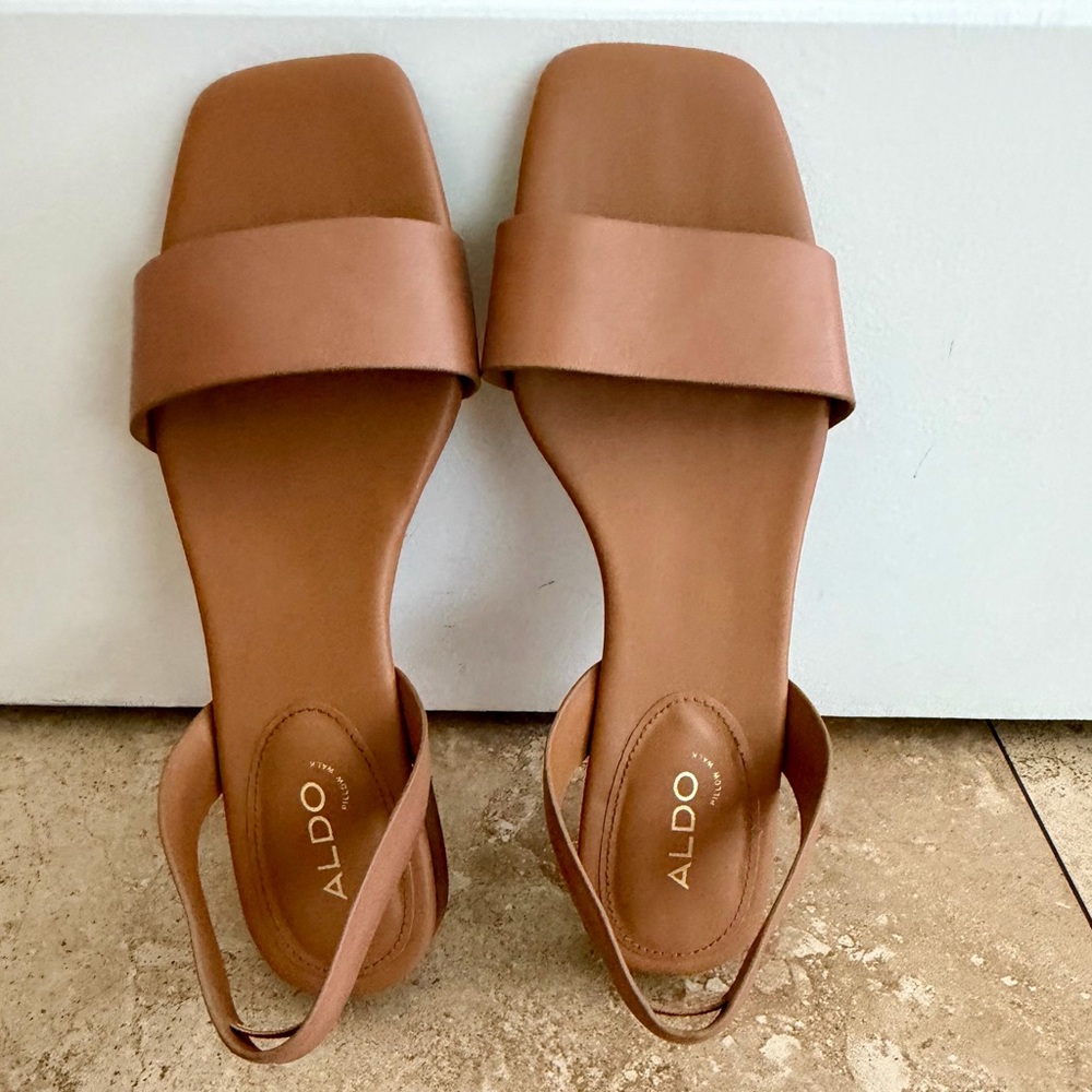 ALDO Women's Brown Leather Slingback sandals 7.5